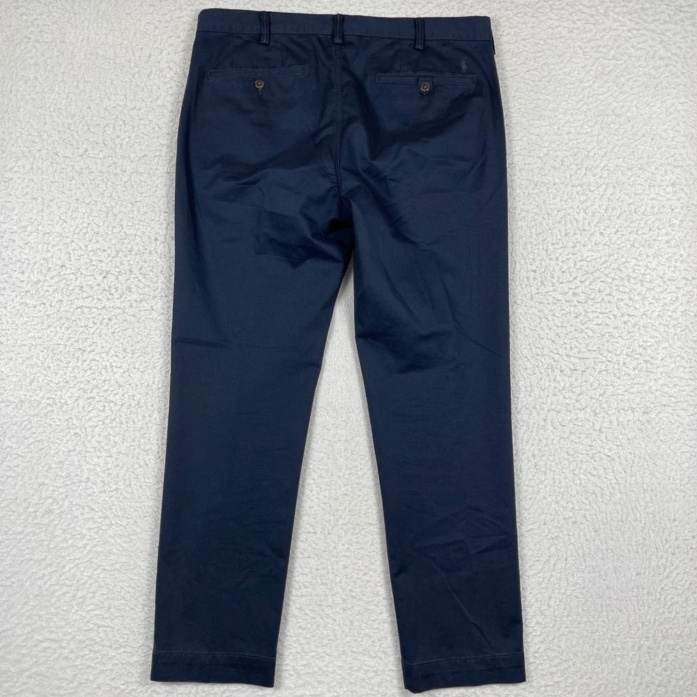 Polo Ralph Lauren Bedford Chino Pant Mens 36x30 Navy Blue Stretch Slim Trousers